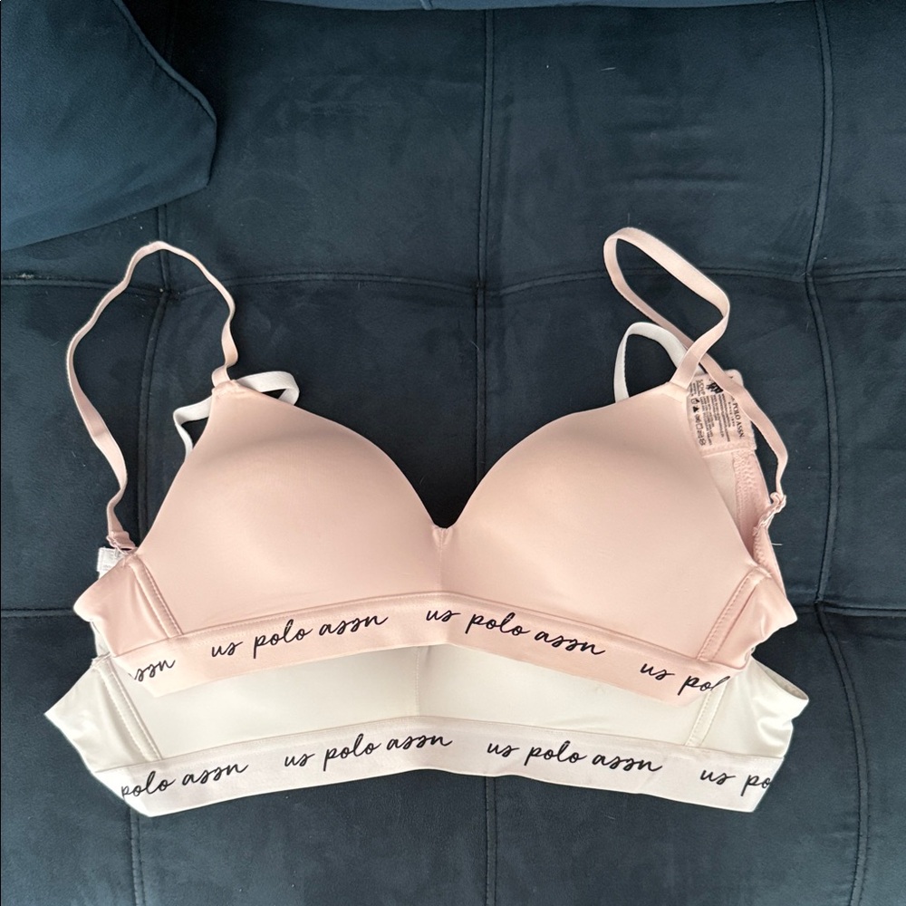 U.S. Polo Assn. Women's Soft Pink and White Bra Duo